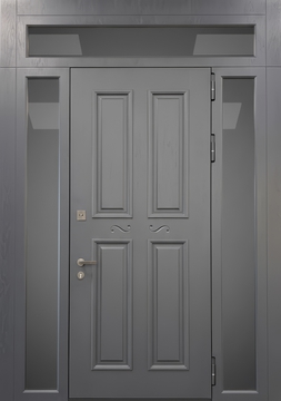 Остекленная входная группа с терморазрывом, серыми панелями МДФ графит Остекленная входная группа с терморазрывом, серыми панелями МДФ графит