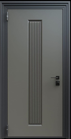 Входная термодверь с металлофиленкой и порошковым окрашиванием RAL 7022 (тип №2) Входная термодверь с металлофиленкой и порошковым окрашиванием RAL 7022 (тип №2)