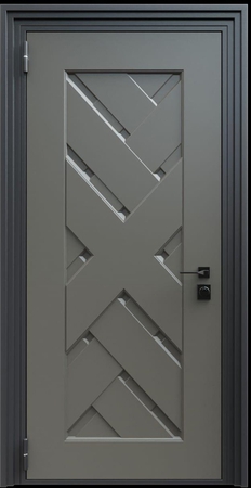 Входная термодверь с металлофиленкой и порошковым окрашиванием RAL 7022 (тип №4)
