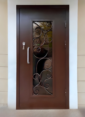 Порошковая остекленная дверь с решеткой